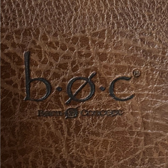 b.o.c. Tan & Brown Coated Canvas Shoulder Bag Medium Size 3 Section Handbag - Picture 12 of 16